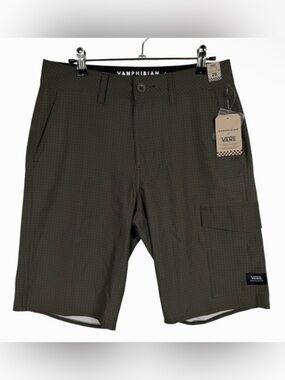VANS Vanphibian Ripstopper Board Shorts Green and Black Men's Size 28